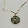 925 Sterling Silver Gold Plated Nephrite Chain With Pendant Italy