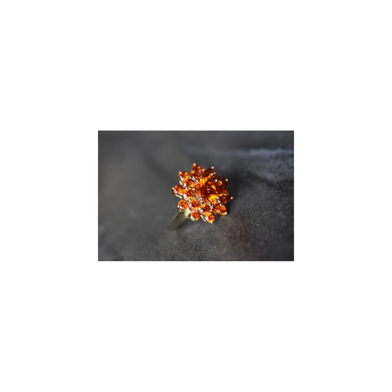 925 Sterling Silver Orange CZ Ring Size 8
