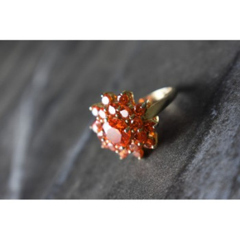 925 Sterling Silver Orange CZ Ring Size 8