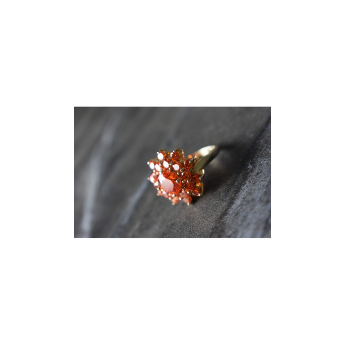925 Sterling Silver Orange CZ Ring Size 8