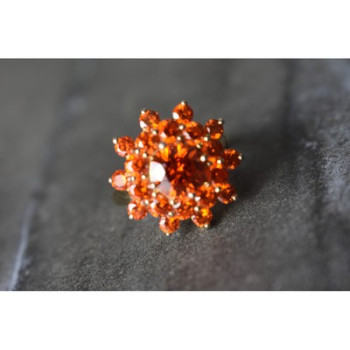 925 Sterling Silver Orange CZ Ring Size 8