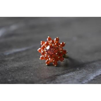 925 Sterling Silver Orange CZ Ring Size 8