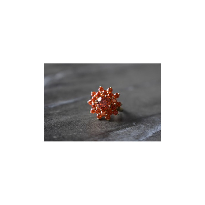 925 Sterling Silver Orange CZ Ring Size 8