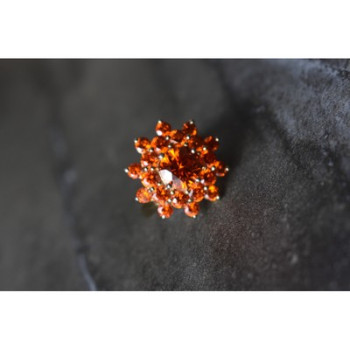 925 Sterling Silver Orange CZ Ring Size 8