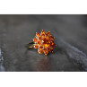 925 Sterling Silver Orange CZ Ring Size 8