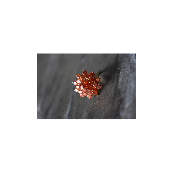 925 Sterling Silver Orange CZ Ring Size 8