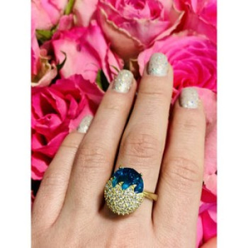 925 Sterling Silver Alpanite & CZ Ring Size 6.5