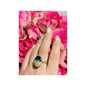 925 Sterling Silver Alpanite & CZ Ring Size 6.5