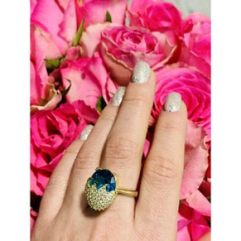 925 Sterling Silver Alpanite & CZ Ring Size 6.5