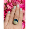 925 Sterling Silver Alpanite & CZ Ring Size 6.5