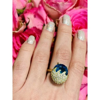 925 Sterling Silver Alpanite & CZ Ring Size 6.5