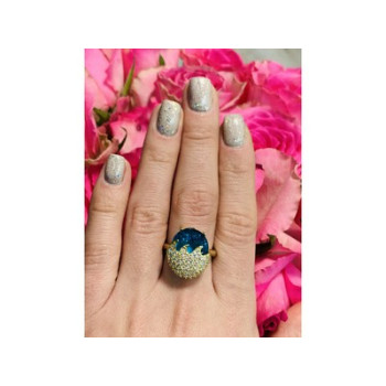 925 Sterling Silver Alpanite & CZ Ring Size 6.5