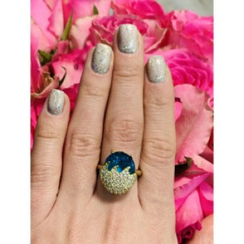 925 Sterling Silver Alpanite & CZ Ring Size 6.5