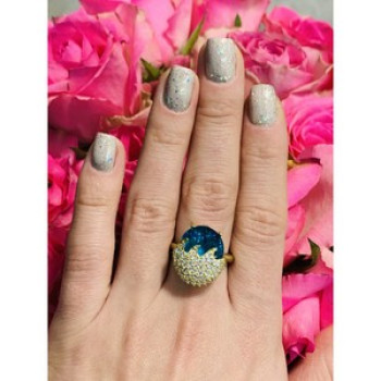 925 Sterling Silver Alpanite & CZ Ring Size 6.5