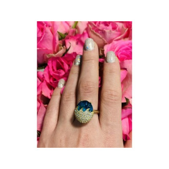 925 Sterling Silver Alpanite & CZ Ring Size 6.5