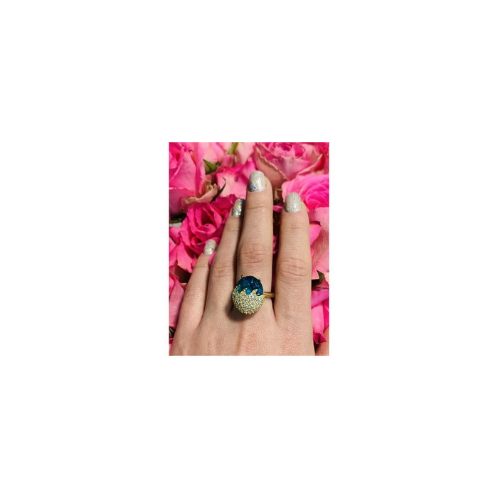 925 Sterling Silver Alpanite & CZ Ring Size 6.5