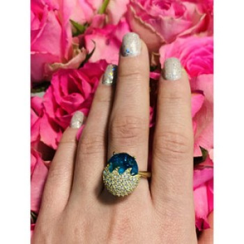 925 Sterling Silver Alpanite & CZ Ring Size 6.5