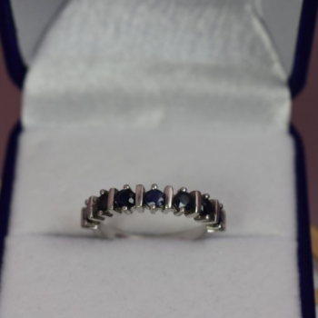 925 Sterling Silver Dark Blue Spinel Ring Size 6.5