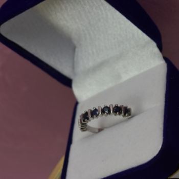 925 Sterling Silver Dark Blue Spinel Ring Size 6.5