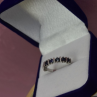 925 Sterling Silver Dark Blue Spinel Ring Size 6.5