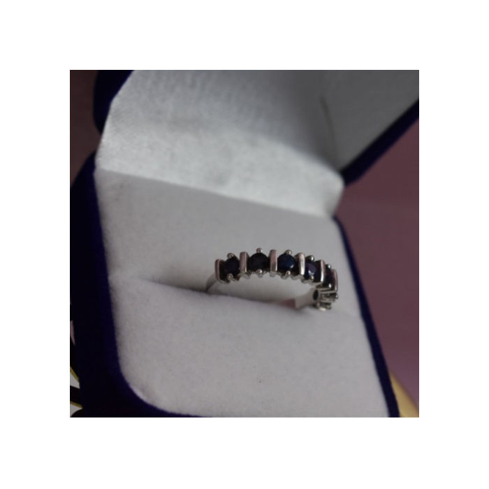 925 Sterling Silver Dark Blue Spinel Ring Size 6.5