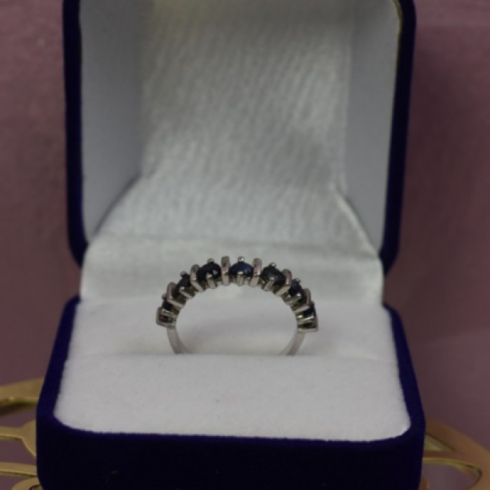 925 Sterling Silver Dark Blue Spinel Ring Size 6.5