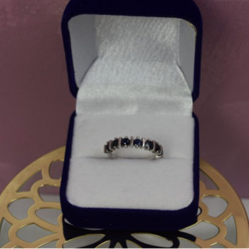 925 Sterling Silver Dark Blue Spinel Ring Size 6.5