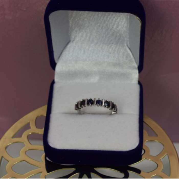 925 Sterling Silver Dark Blue Spinel Ring Size 6.5