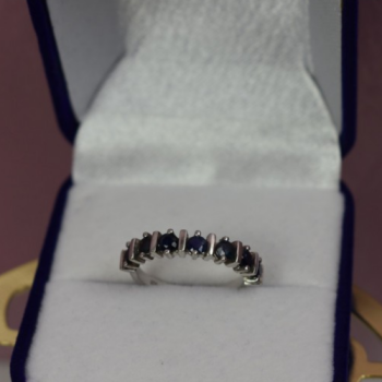 925 Sterling Silver Dark Blue Spinel Ring Size 6.5