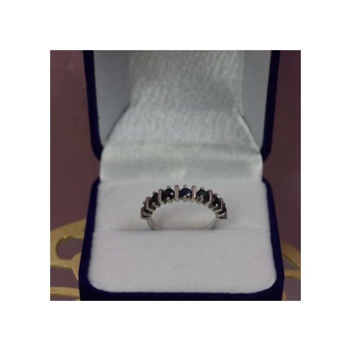 925 Sterling Silver Dark Blue Spinel Ring Size 6.5