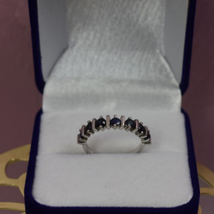 925 Sterling Silver Dark Blue Spinel Ring Size 6.5