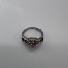 925 Sterling Silver & CZ Pink Heart Ring Size 6.5