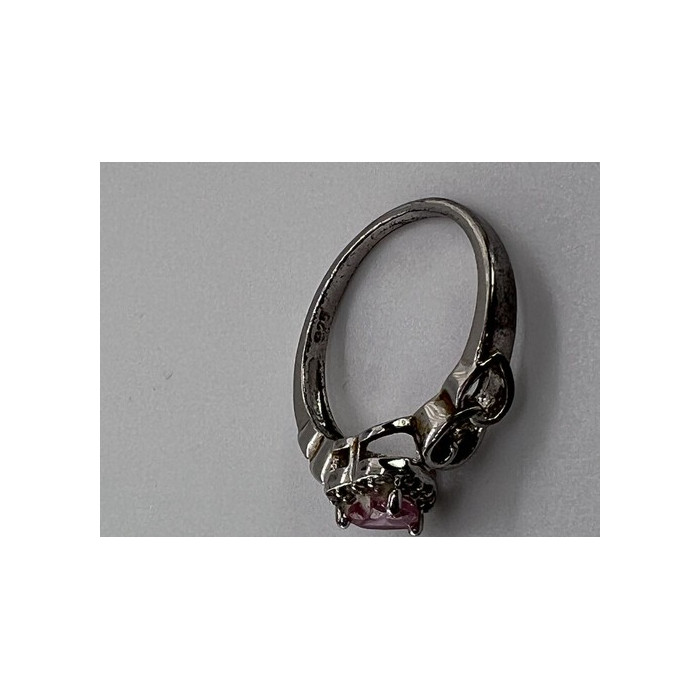 925 Sterling Silver & CZ Pink Heart Ring Size 6.5