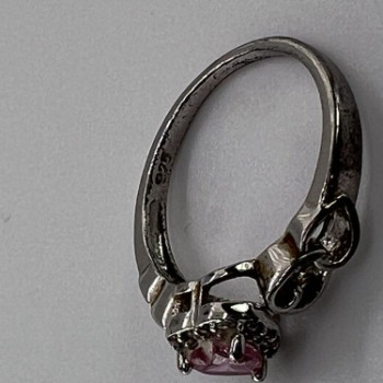 925 Sterling Silver & CZ Pink Heart Ring Size 6.5