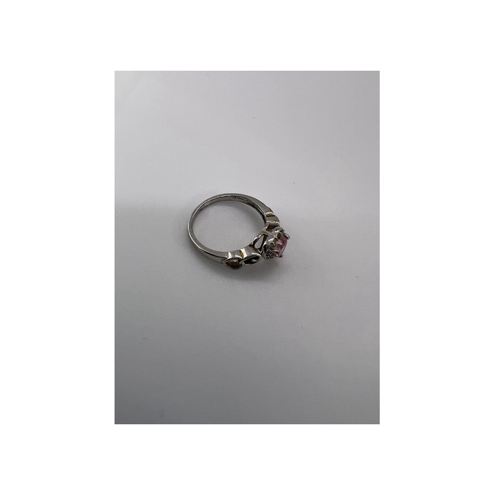 925 Sterling Silver & CZ Pink Heart Ring Size 6.5