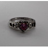 925 Sterling Silver & CZ Pink Heart Ring Size 6.5