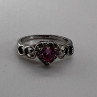 925 Sterling Silver & CZ Pink Heart Ring Size 6.5