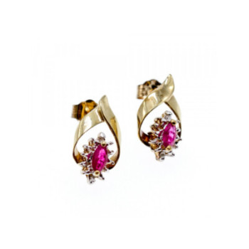 10K YELLOW GOLD RUBY & DIAMONDS EARRINGS
