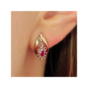 10K YELLOW GOLD RUBY & DIAMONDS EARRINGS
