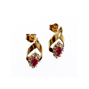 10K YELLOW GOLD RUBY & DIAMONDS EARRINGS