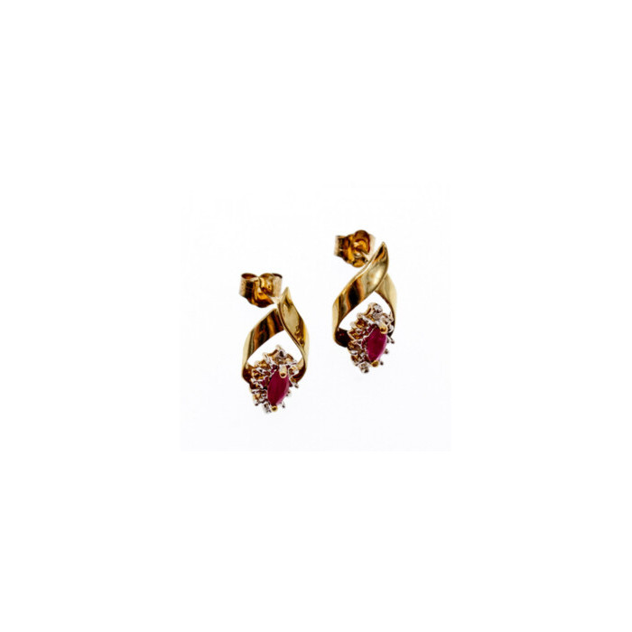 10K YELLOW GOLD RUBY & DIAMONDS EARRINGS