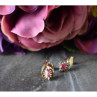 10K Yellow Gold Ruby & Diamonds Earrings