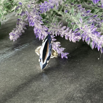 925 Sterling Silver Hematite Ring Size 5.5
