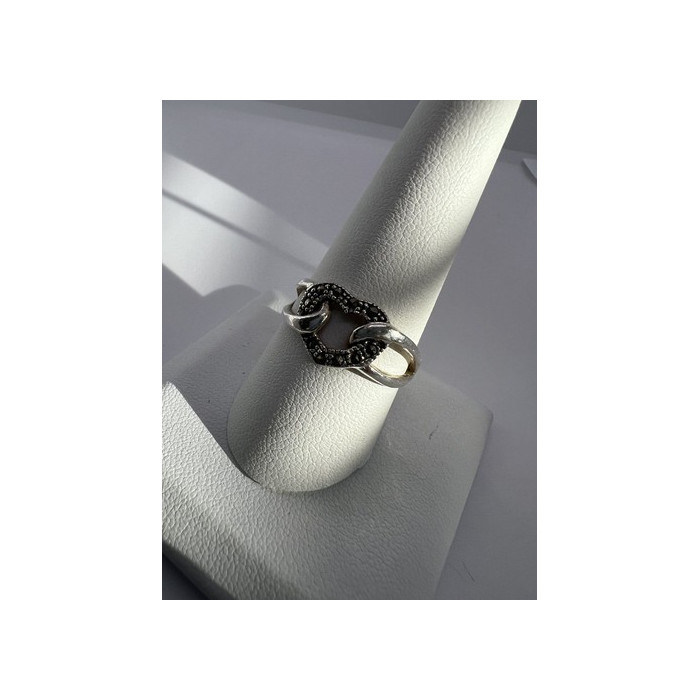 925 Sterling Silver & Marcasite Heart Ring Size 9