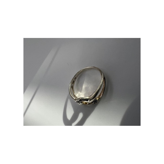 925 Sterling Silver & Marcasite Heart Ring Size 9