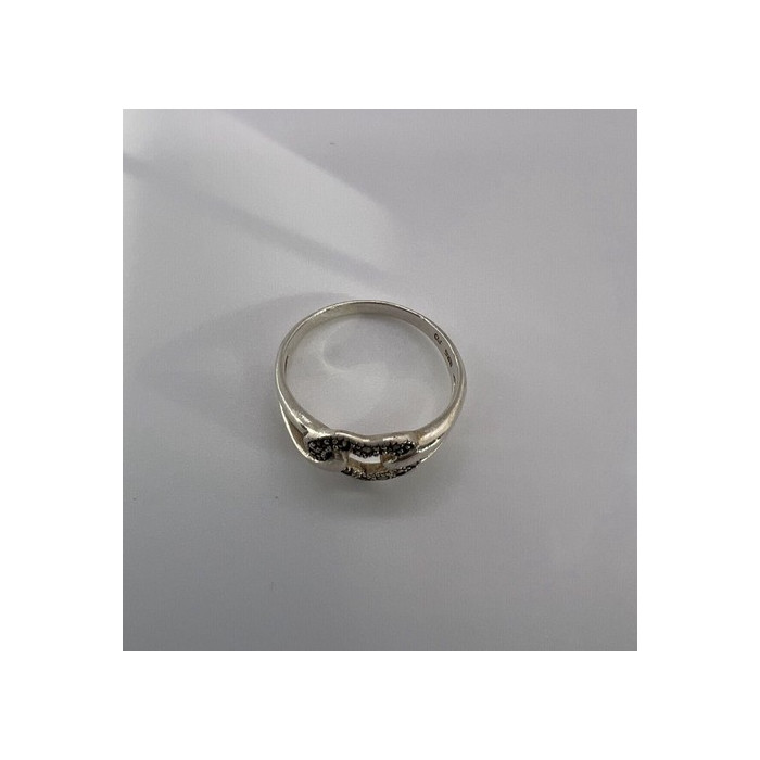 925 Sterling Silver & Marcasite Heart Ring Size 9