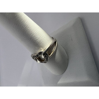 925 Sterling Silver & Marcasite Heart Ring Size 9