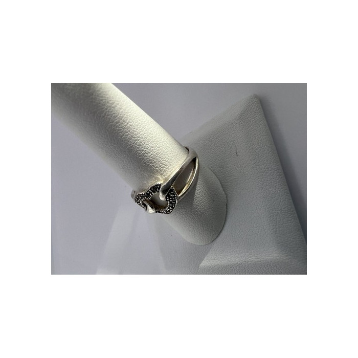 925 Sterling Silver & Marcasite Heart Ring Size 9