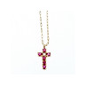 14K YELLOW GOLD RUBIES & DIAMOND CHAIN WITH CROSS PENDANT