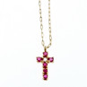 14K Yellow Gold Rubies & Diamond Chain With Cross Pendant